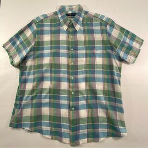 Ralph Lauren Short Sleeve Multicolor Plaid Button Down Shirt Men’s Size 2XL
